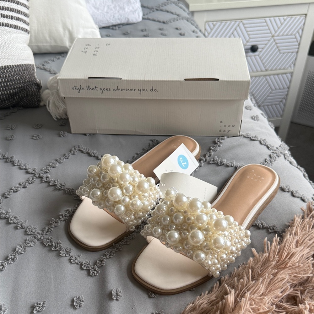 a new day Cream Pearl Embellished Sandals